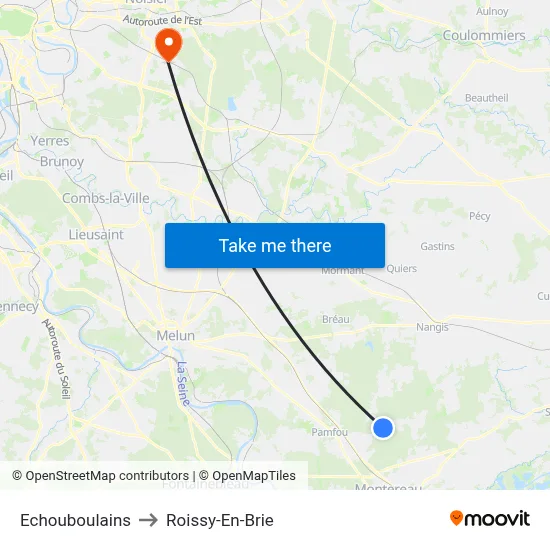 Echouboulains to Roissy-En-Brie map