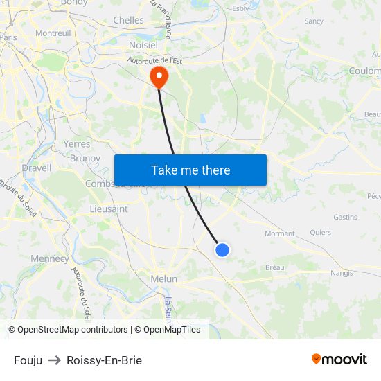 Fouju to Roissy-En-Brie map