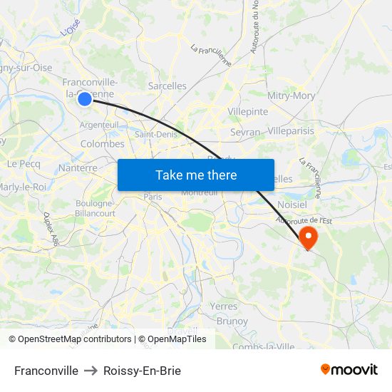 Franconville to Roissy-En-Brie map
