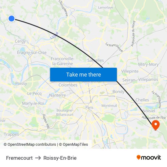 Fremecourt to Roissy-En-Brie map