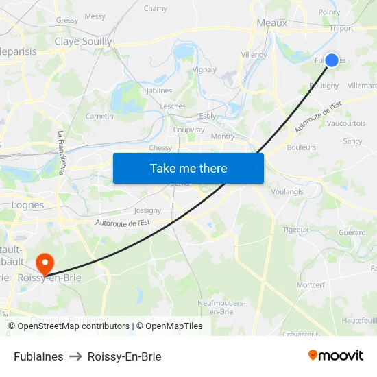 Fublaines to Roissy-En-Brie map