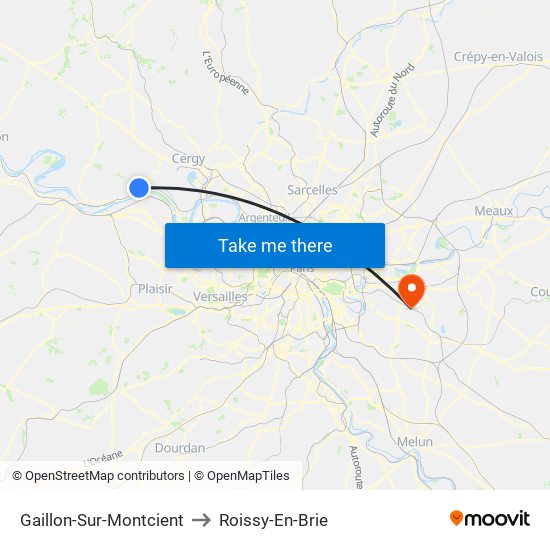 Gaillon-Sur-Montcient to Roissy-En-Brie map