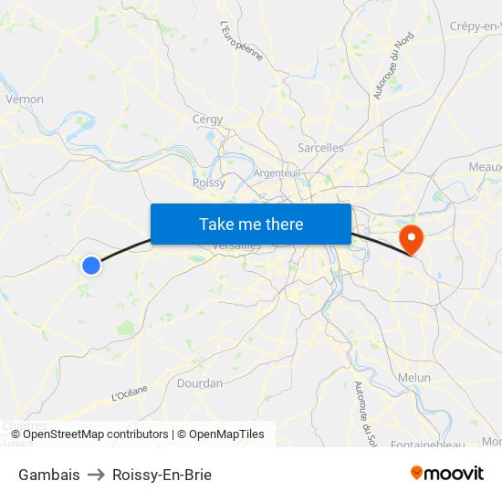 Gambais to Roissy-En-Brie map