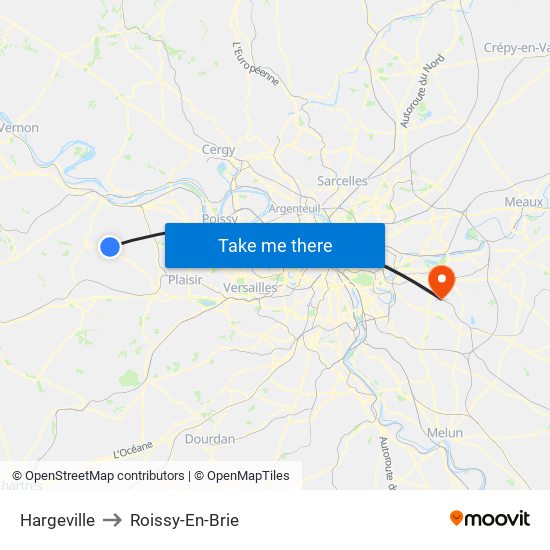 Hargeville to Roissy-En-Brie map