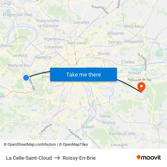 La Celle-Saint-Cloud to Roissy-En-Brie map