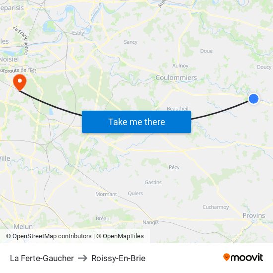 La Ferte-Gaucher to Roissy-En-Brie map