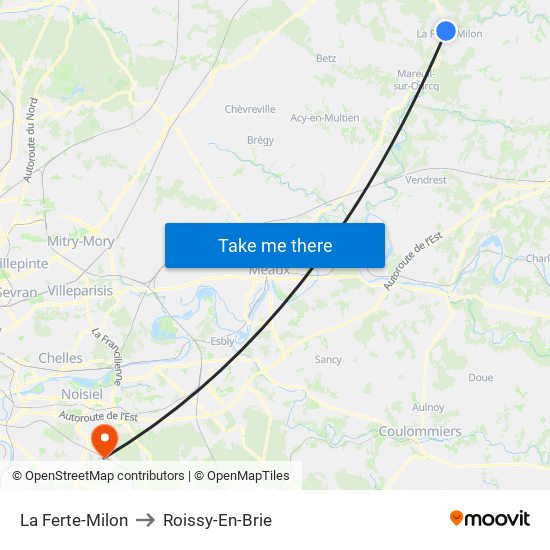 La Ferte-Milon to Roissy-En-Brie map