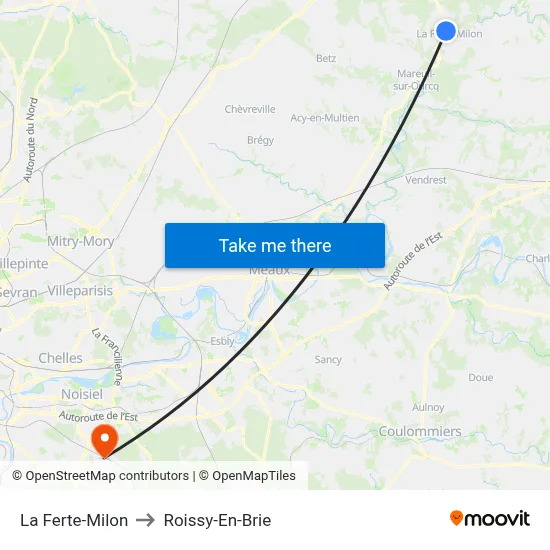 La Ferte-Milon to Roissy-En-Brie map