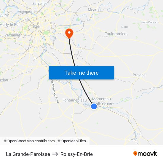 La Grande-Paroisse to Roissy-En-Brie map