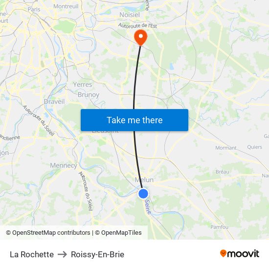 La Rochette to Roissy-En-Brie map