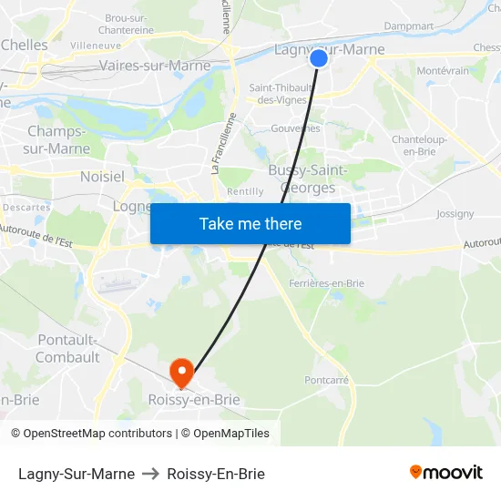 Lagny-Sur-Marne to Roissy-En-Brie map