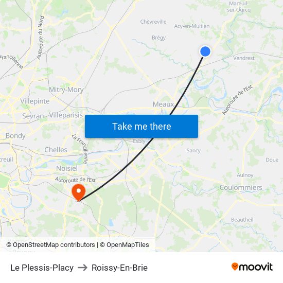 Le Plessis-Placy to Roissy-En-Brie map