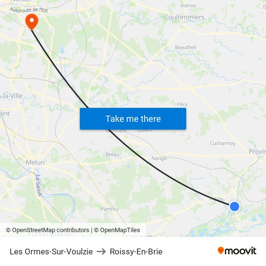 Les Ormes-Sur-Voulzie to Roissy-En-Brie map