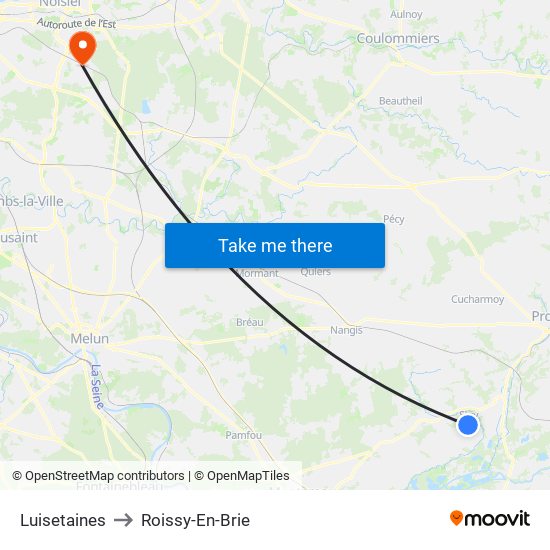 Luisetaines to Roissy-En-Brie map