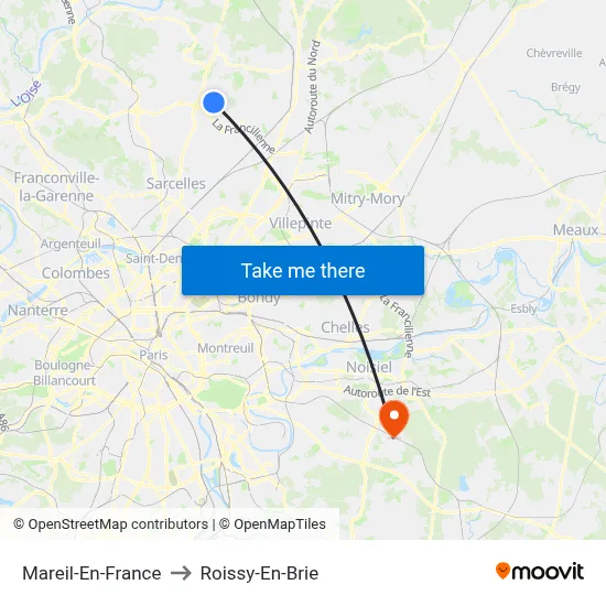 Mareil-En-France to Roissy-En-Brie map