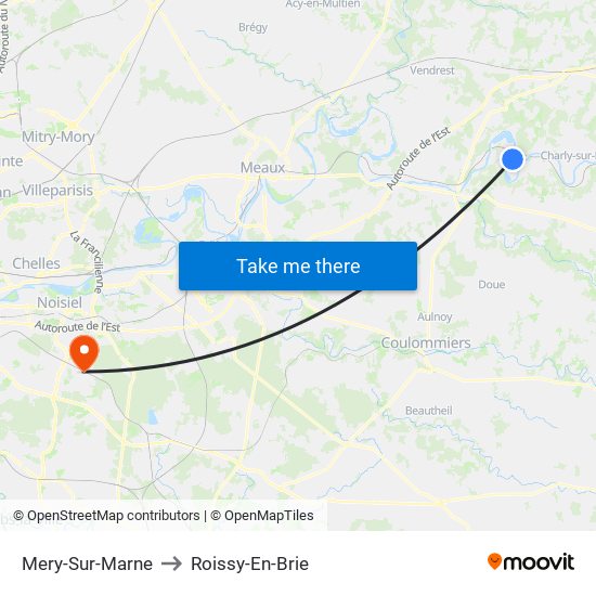 Mery-Sur-Marne to Roissy-En-Brie map