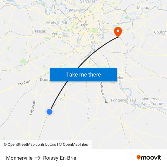 Monnerville to Roissy-En-Brie map