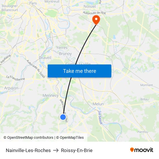 Nainville-Les-Roches to Roissy-En-Brie map