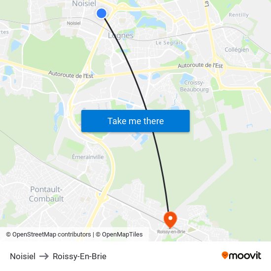 Noisiel to Roissy-En-Brie map