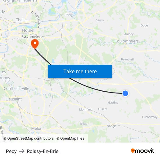 Pecy to Roissy-En-Brie map