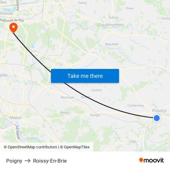 Poigny to Roissy-En-Brie map