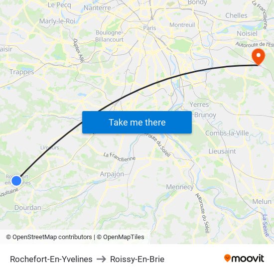 Rochefort-En-Yvelines to Roissy-En-Brie map