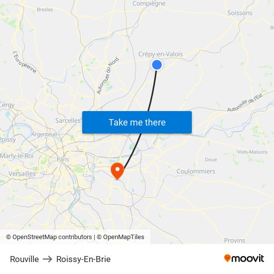 Rouville to Roissy-En-Brie map