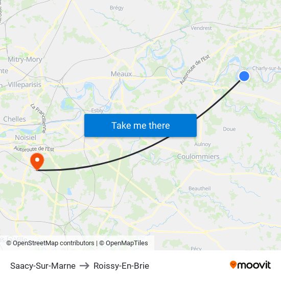 Saacy-Sur-Marne to Roissy-En-Brie map
