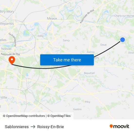 Sablonnieres to Roissy-En-Brie map