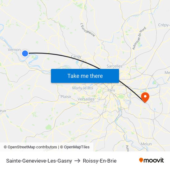 Sainte-Genevieve-Les-Gasny to Roissy-En-Brie map