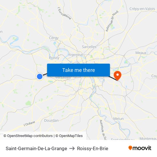 Saint-Germain-De-La-Grange to Roissy-En-Brie map