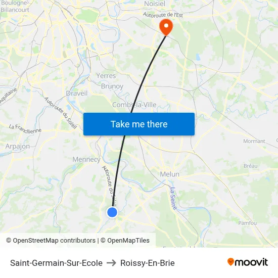 Saint-Germain-Sur-Ecole to Roissy-En-Brie map