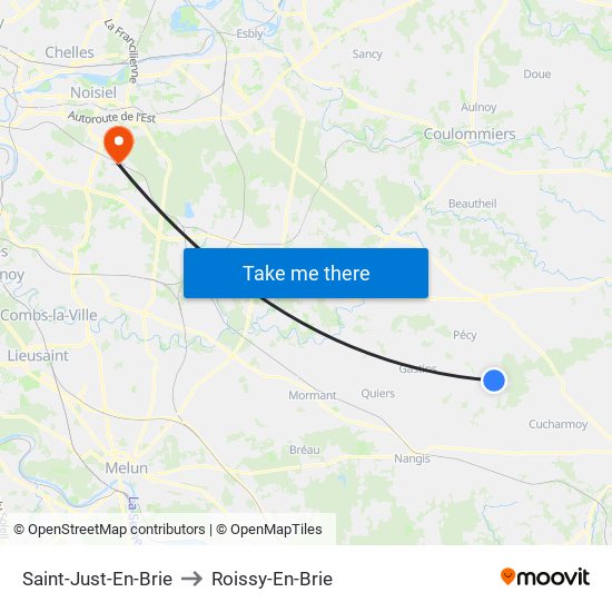 Saint-Just-En-Brie to Roissy-En-Brie map