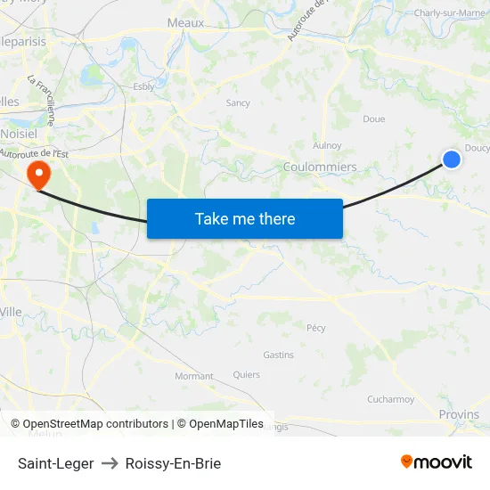 Saint-Leger to Roissy-En-Brie map