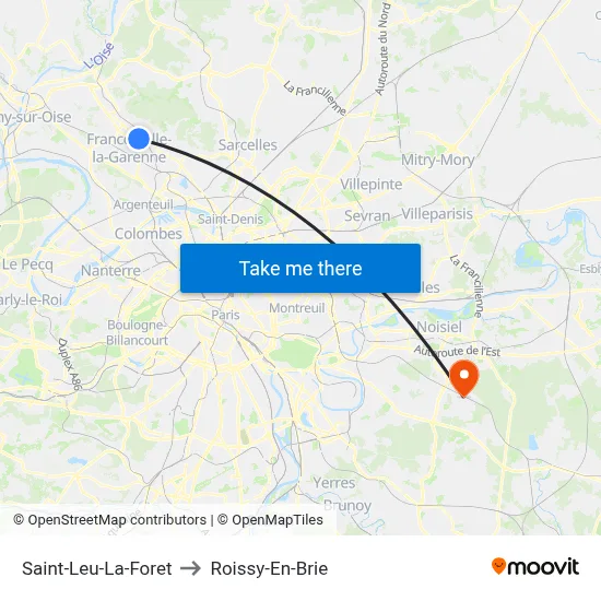 Saint-Leu-La-Foret to Roissy-En-Brie map