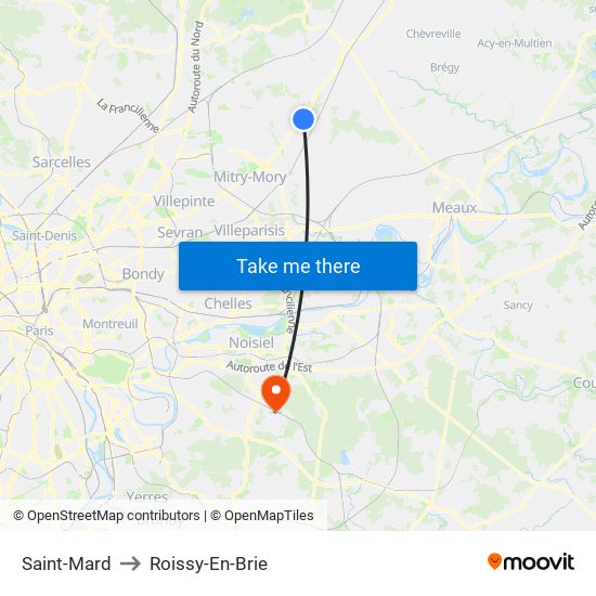 Saint-Mard to Roissy-En-Brie map
