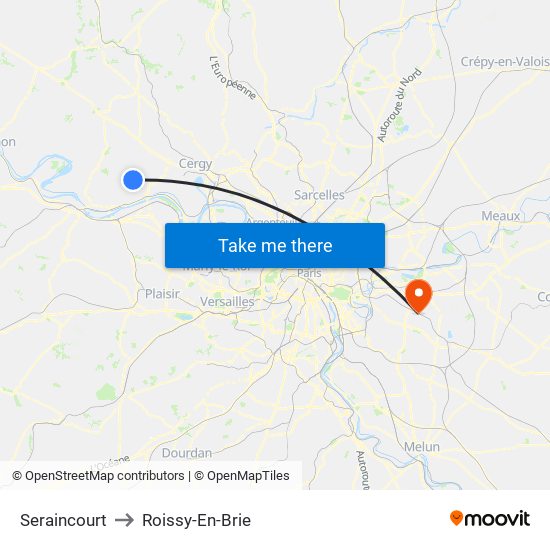 Seraincourt to Roissy-En-Brie map