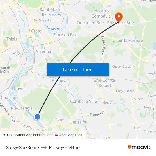 Soisy-Sur-Seine to Roissy-En-Brie map