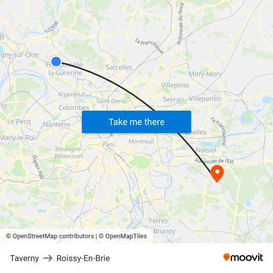 Taverny to Roissy-En-Brie map