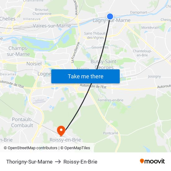 Thorigny-Sur-Marne to Roissy-En-Brie map