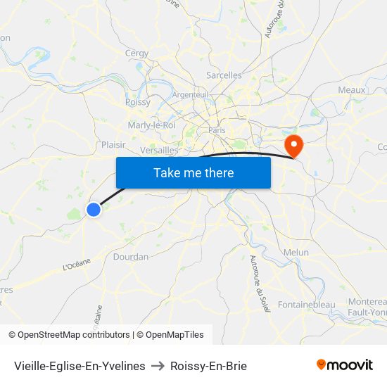 Vieille-Eglise-En-Yvelines to Roissy-En-Brie map