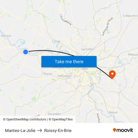 Mantes-La-Jolie to Roissy-En-Brie map