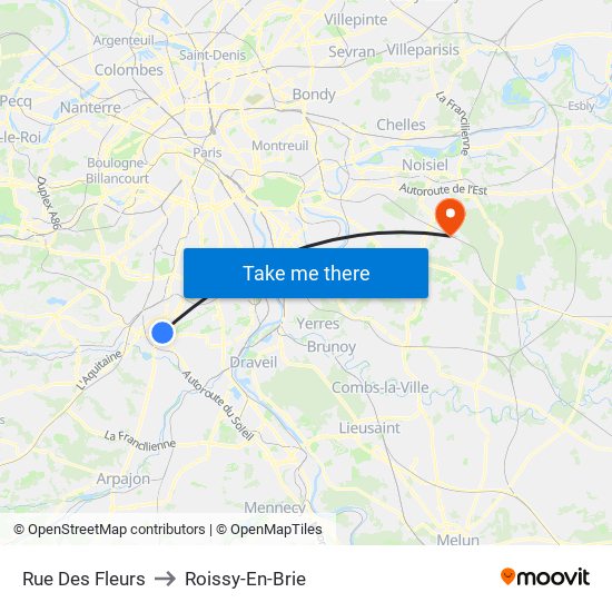 Rue Des Fleurs to Roissy-En-Brie map