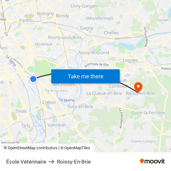 École Vétérinaire to Roissy-En-Brie map