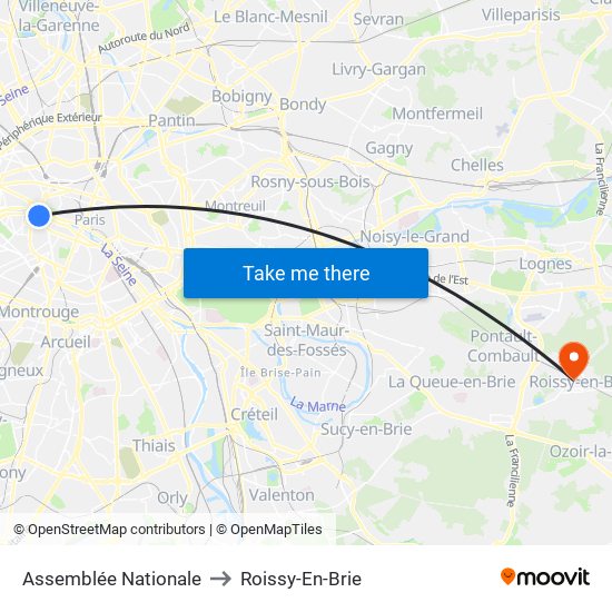 Assemblée Nationale to Roissy-En-Brie map
