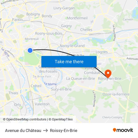 Avenue du Château to Roissy-En-Brie map