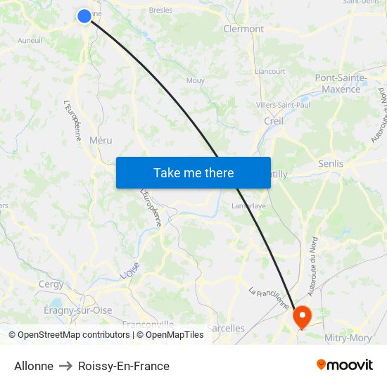 Allonne to Roissy-En-France map