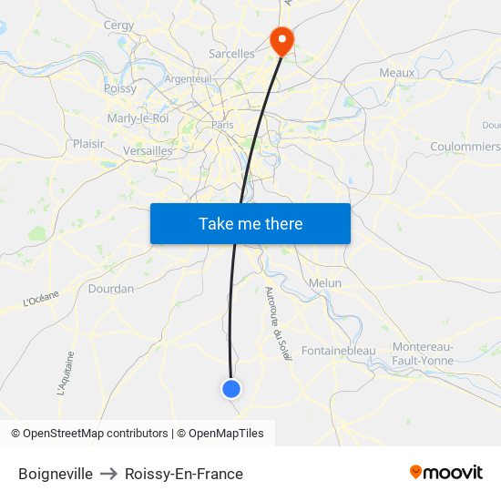 Boigneville to Roissy-En-France map