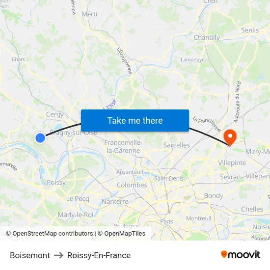 Boisemont to Roissy-En-France map