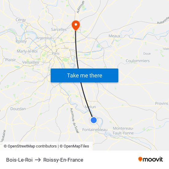 Bois-Le-Roi to Roissy-En-France map